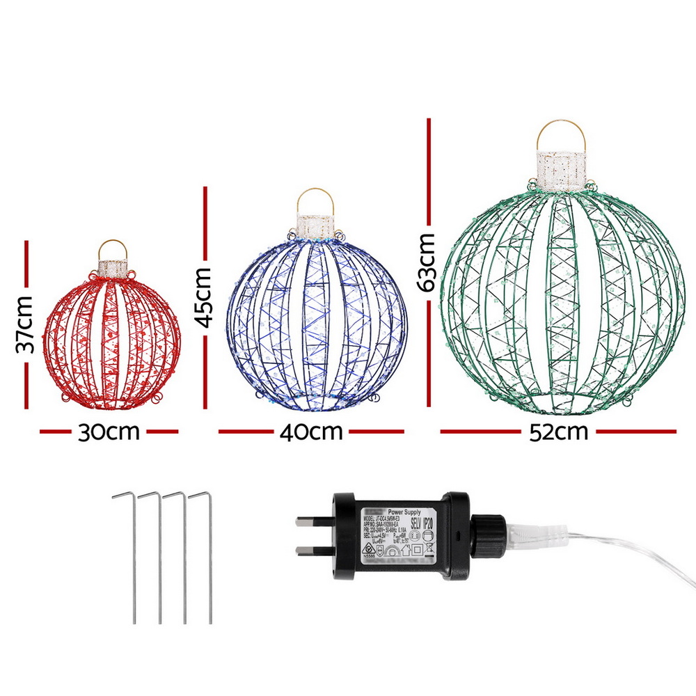 Jingle Jollys Christmas Lights 320 LED Fairy Light 3pcs Ball Decorations Set — image 2