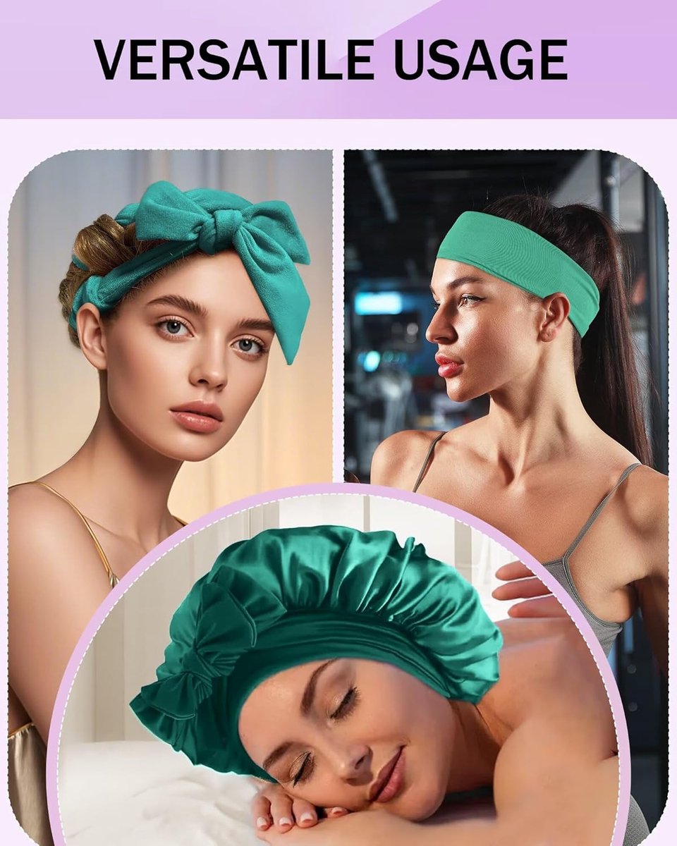 Heat-free hair curlers - Curling rollers - curling set - Blow-dry effect without heat overnight - Soft cap and sleepy bow design - Comfortable curls while you — image 4