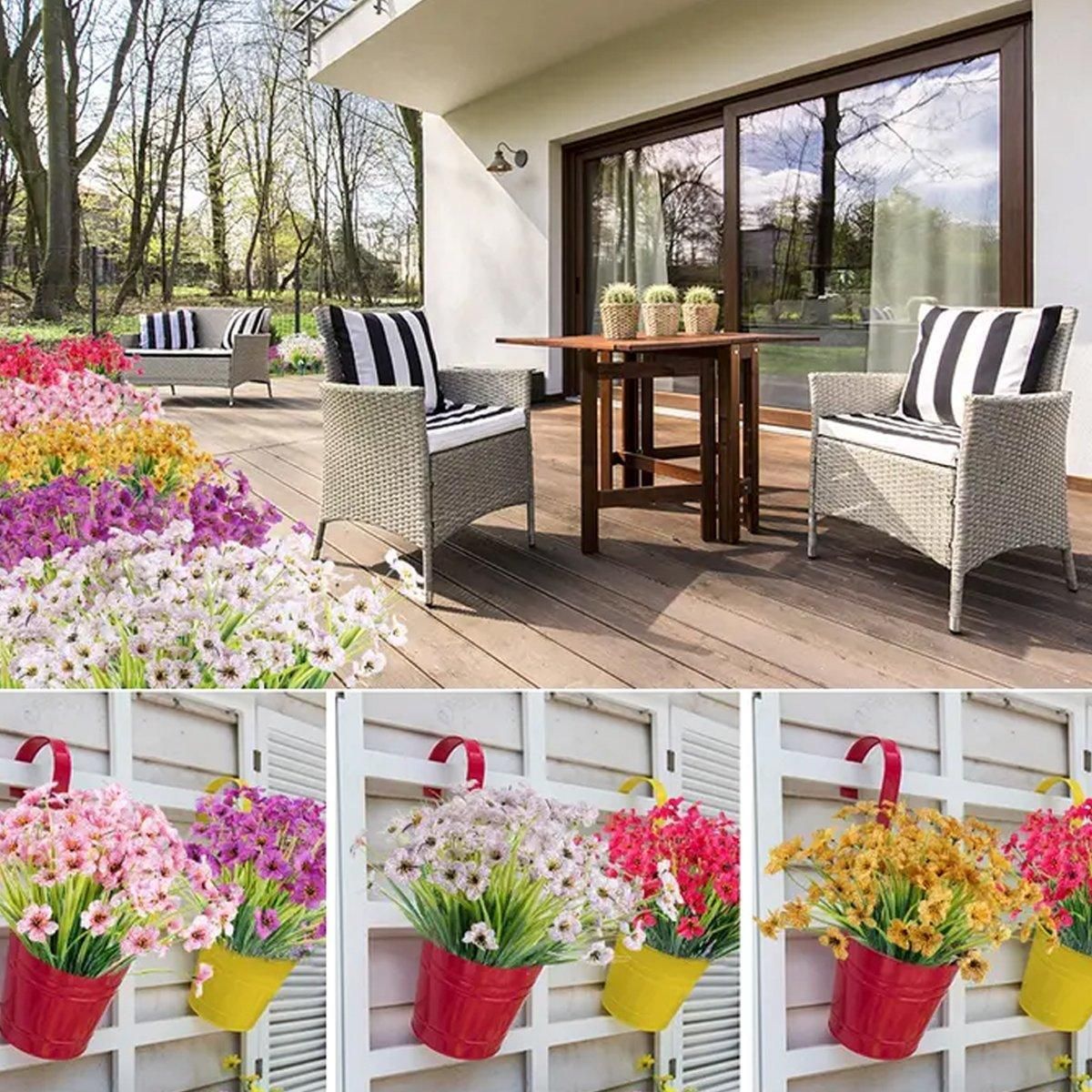 12pcs Artificial Flowers Set for Home Decor Wedding Party Fake Floral Decor - Peach — image 5