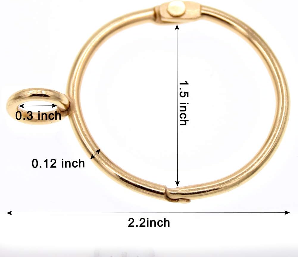 Open Curtain Rings with Eyelet - 20 Pack 1.5 Inch Openable Metal Drapery Ring Loops, Fits Up to 1 1/4 in Rod (Gold) โ image 6