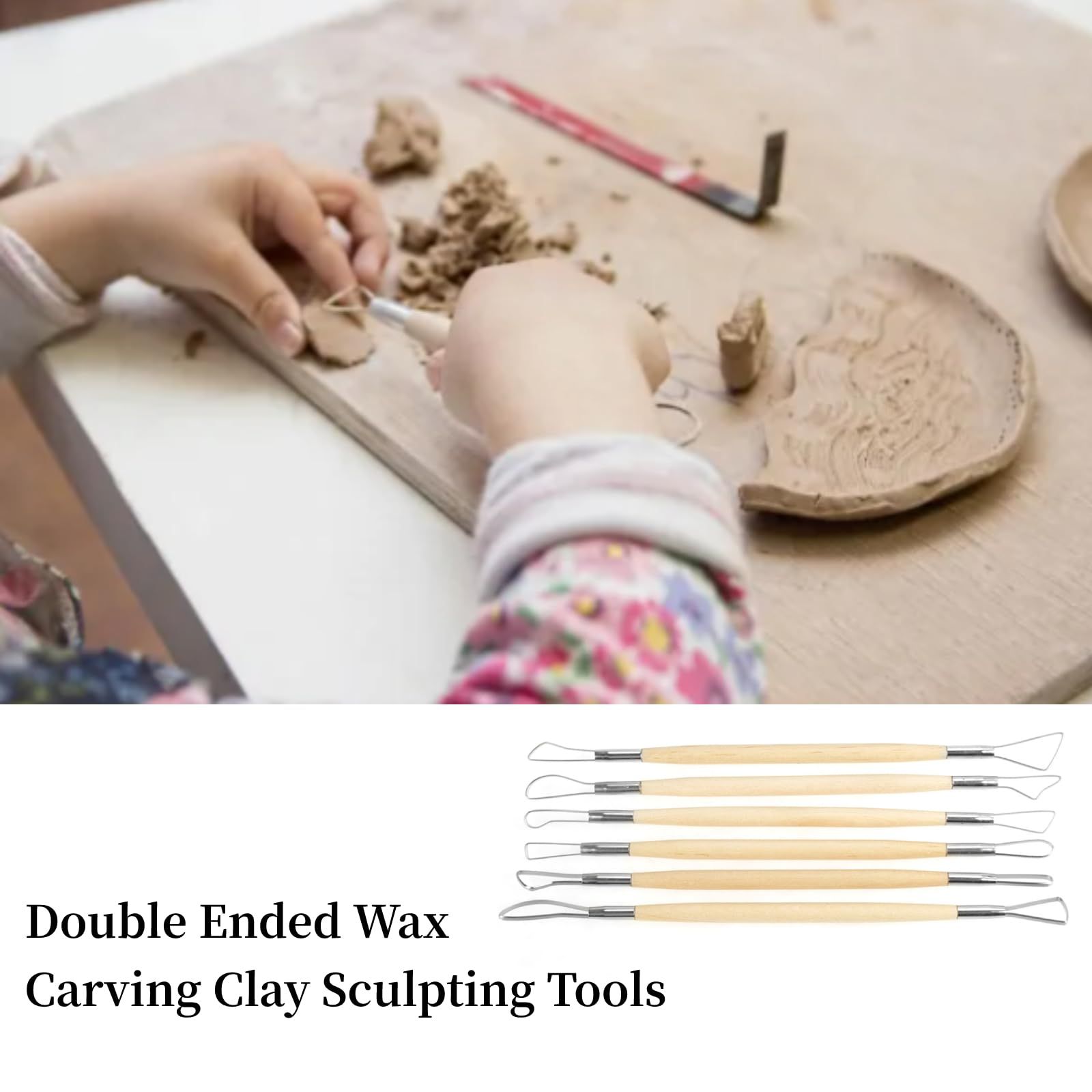 6Pcs Double Ended Wax Carving, Small Clay Sculpting Loops Rakes Clay Tools Sculpting Clay Sculpting Tools Set Pottery Modelling — image 5