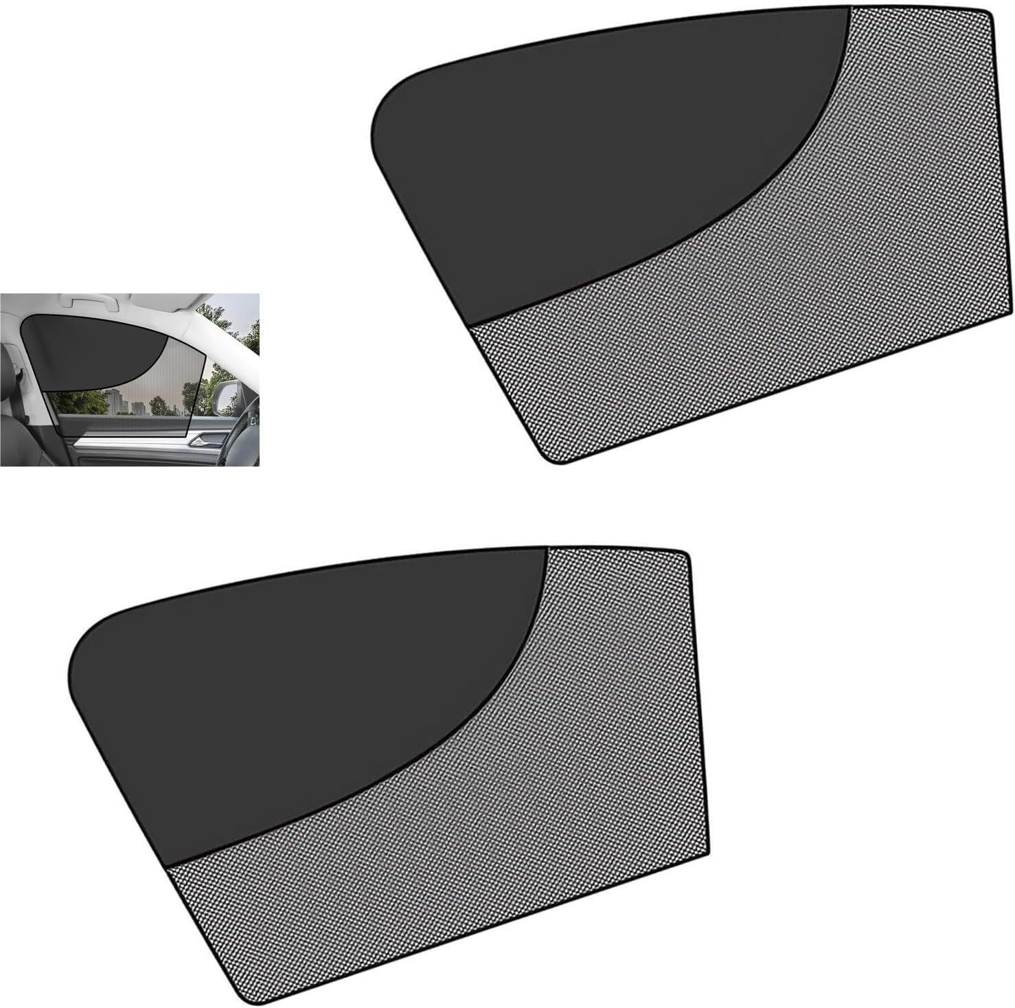 2 PCS Car Side Window Shades, Double-Layer Sun Blocking & Heat Insulation Shield for Baby Kids, Mesh Full/Half Privacy Protection & Ventilation Curtain
