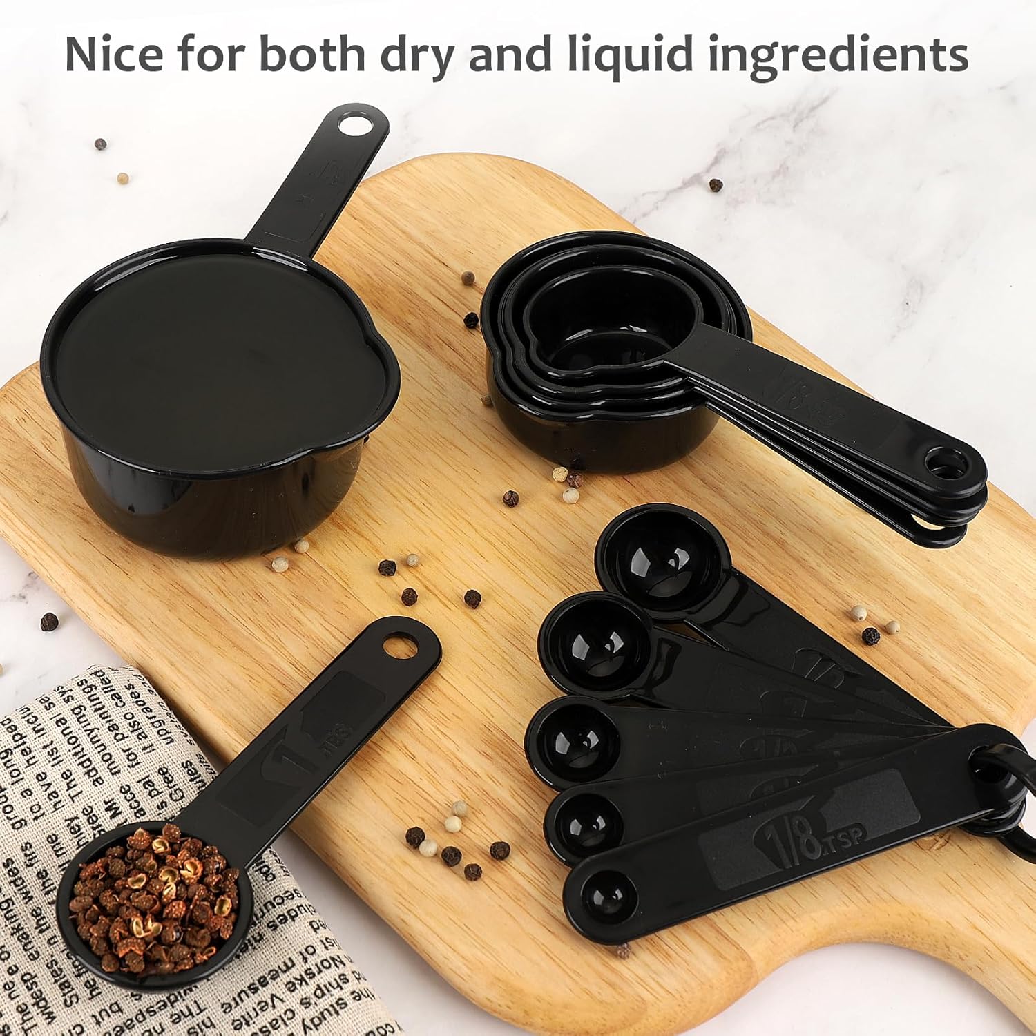 Measuring Cups & Spoons Set, Plastic Cooking Baking Tools Measuring Spoons Cups, 11 Piece Different Capacities Tablespoons Kitchen Gadgets Nesting Measure Sets — image 4