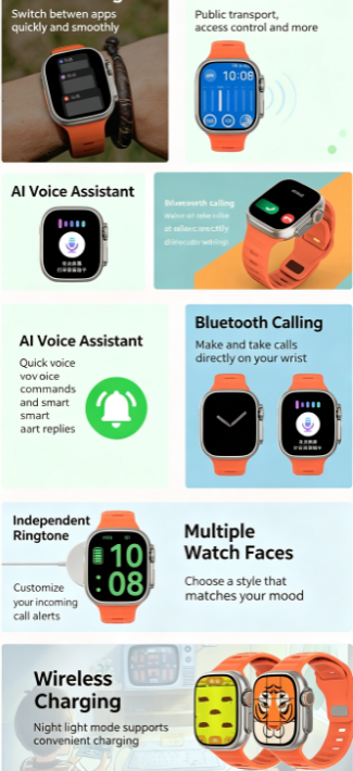 DT8-Ultra Large Screen Smart Watch,orange — image 5