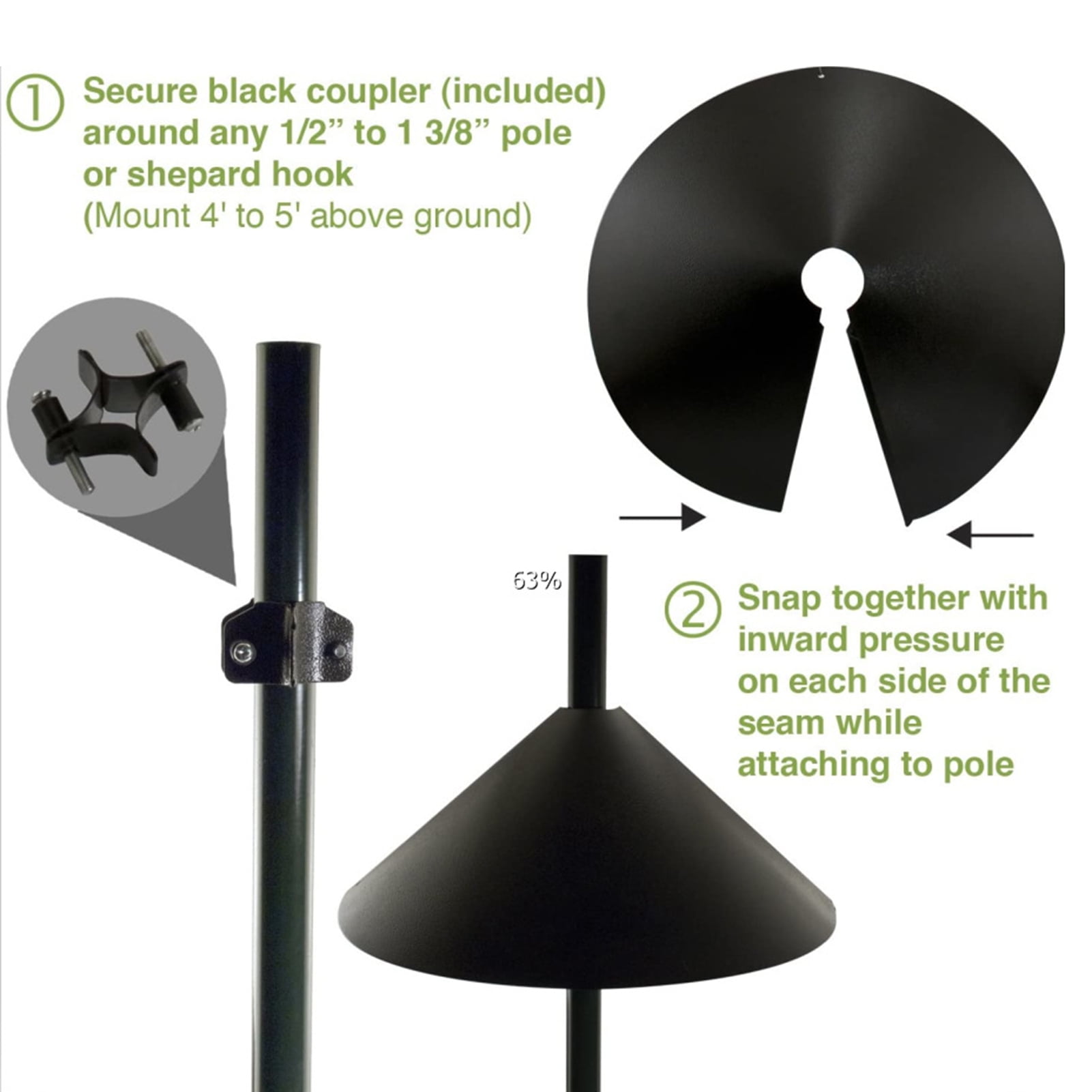 Squirrel Proof Baffle 12/14/16/18 Inches Wide Squirrel Protection for Bird Feeders Anti-Rust Galvanized Steel Hangable Baffle, Protects Bird Houses from — image 5
