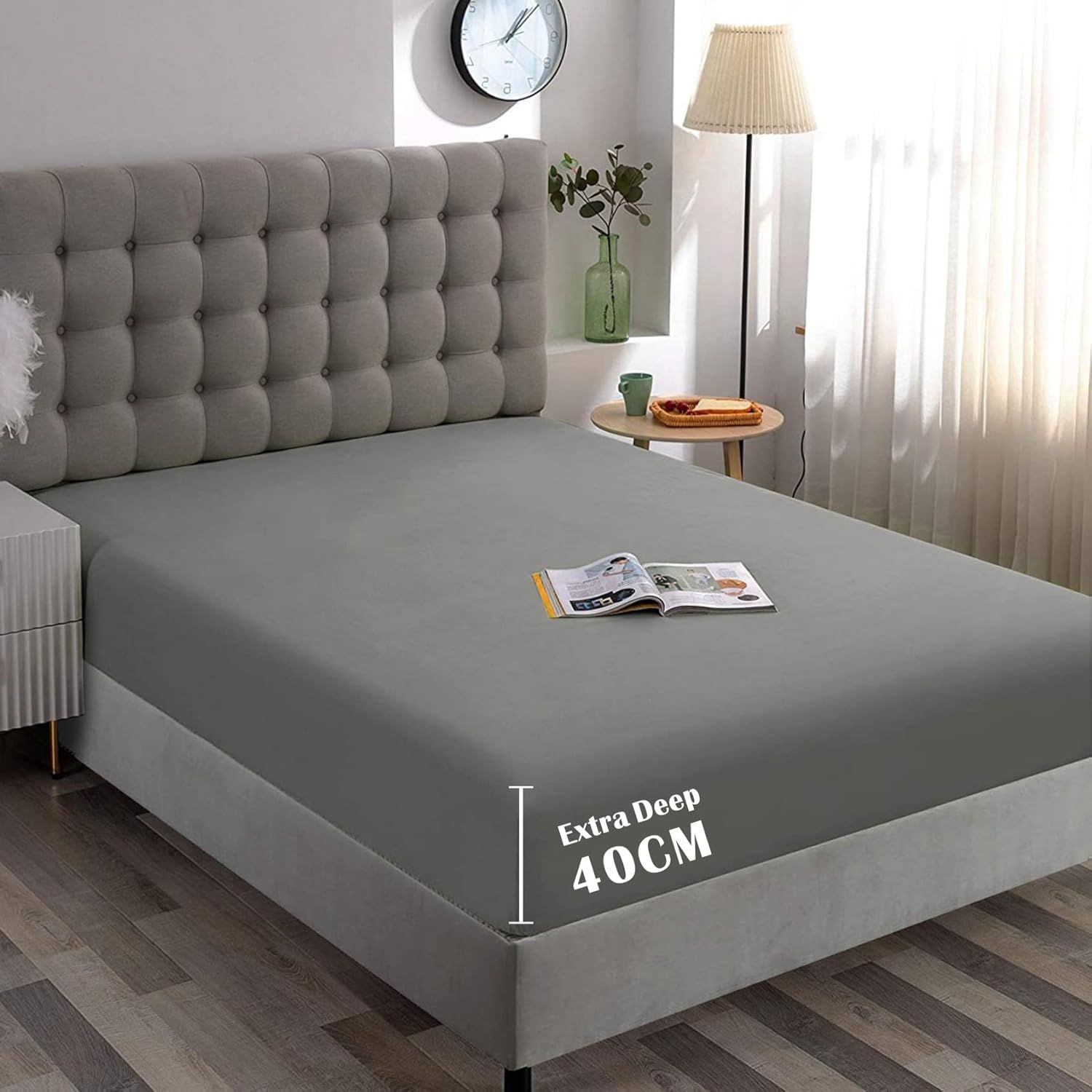 Hotel Quality Fitted Sheet - 1 Piece Fitted Sheet -Breathable Bedding - Wrinkle, Fade, Stain Resistant- 16inch/40cm Deep Pocket Fitted Bed Sheet-Wrinkle and
