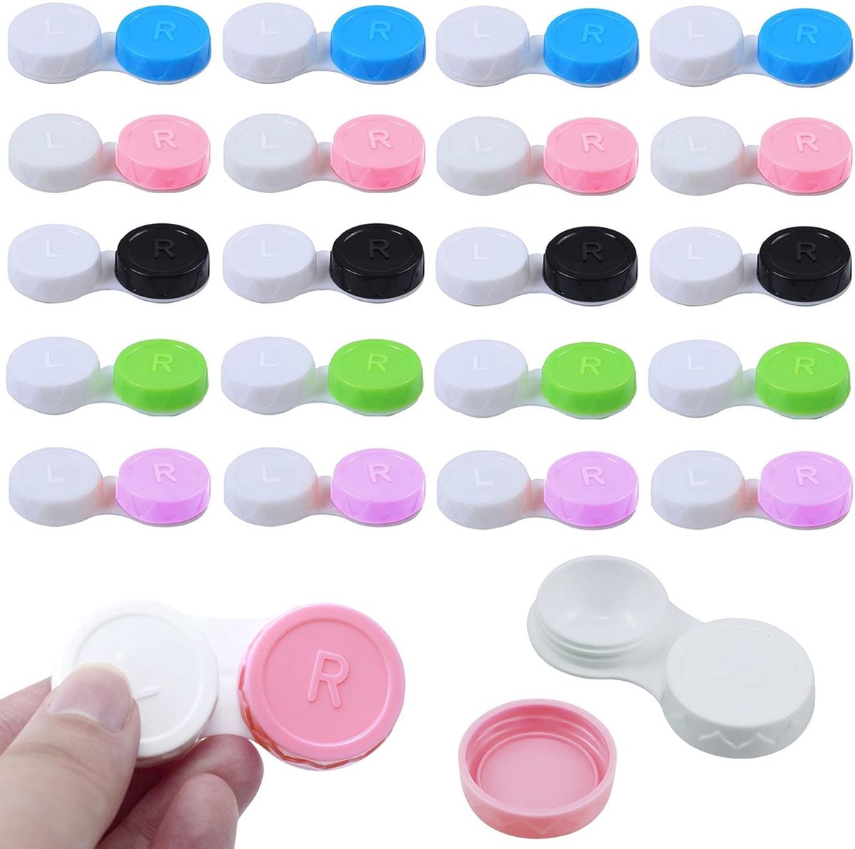 20 Pieces Colorful Contact Lens Holder - Contact Lens Cases - Lens Tray - Portable Contact Lens Holder - Contact Lens Case - Lens Holders - Travel Contact Lens