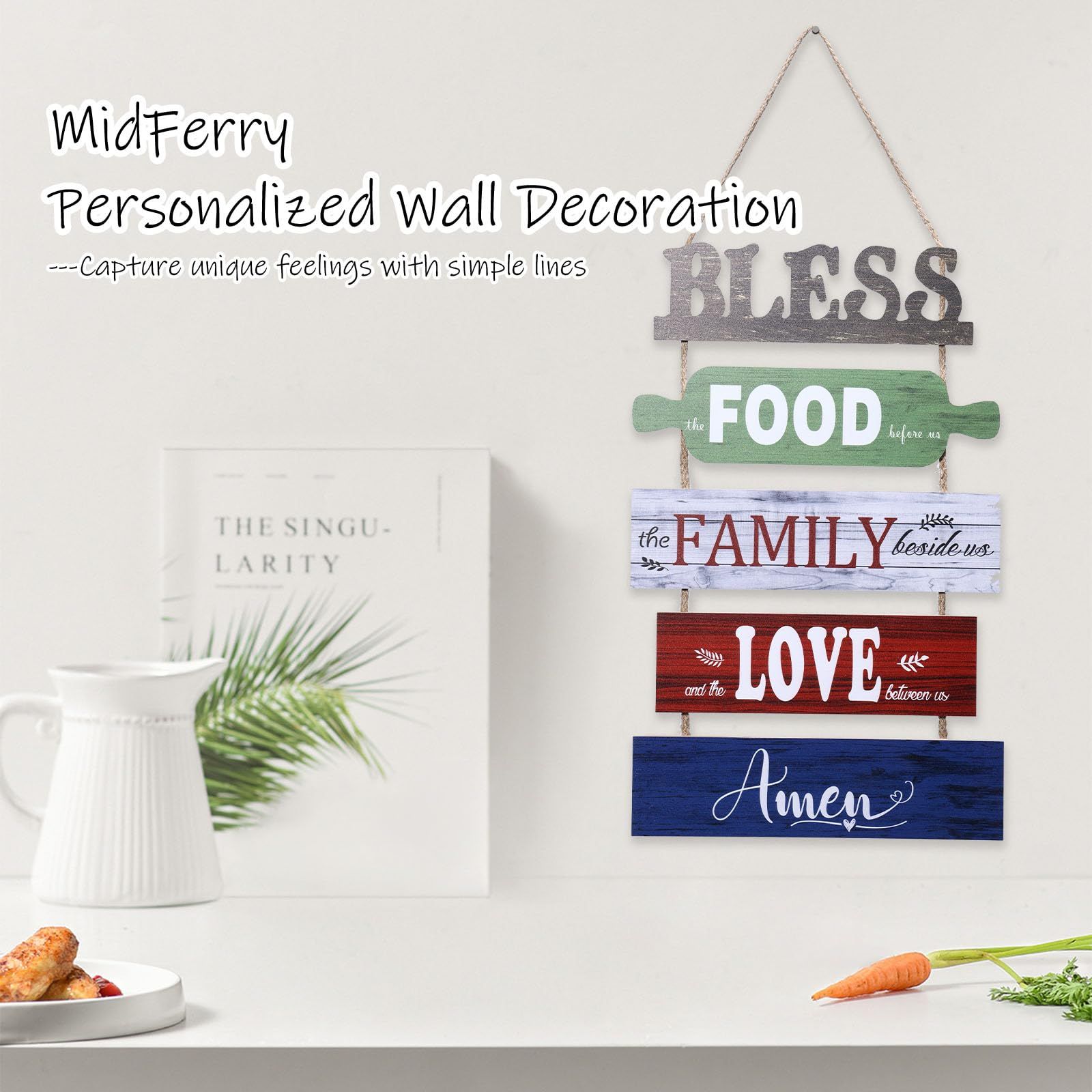 Wall Art Dining Room Wall Decor Signs, Great Gift for Farmhouse Kitchen Wall Decor Wooden Collage Wall Art (Retro Multicolor) — image 5