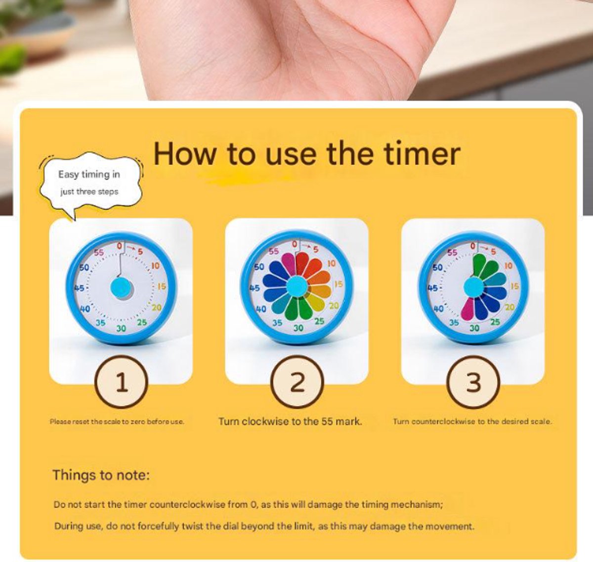 Kitchen Timer - Digital Kitchen Timer - Child-Friendly Visual Mechanical Timer - Magnetic Sticker Timer - Flower Pattern โ image 4
