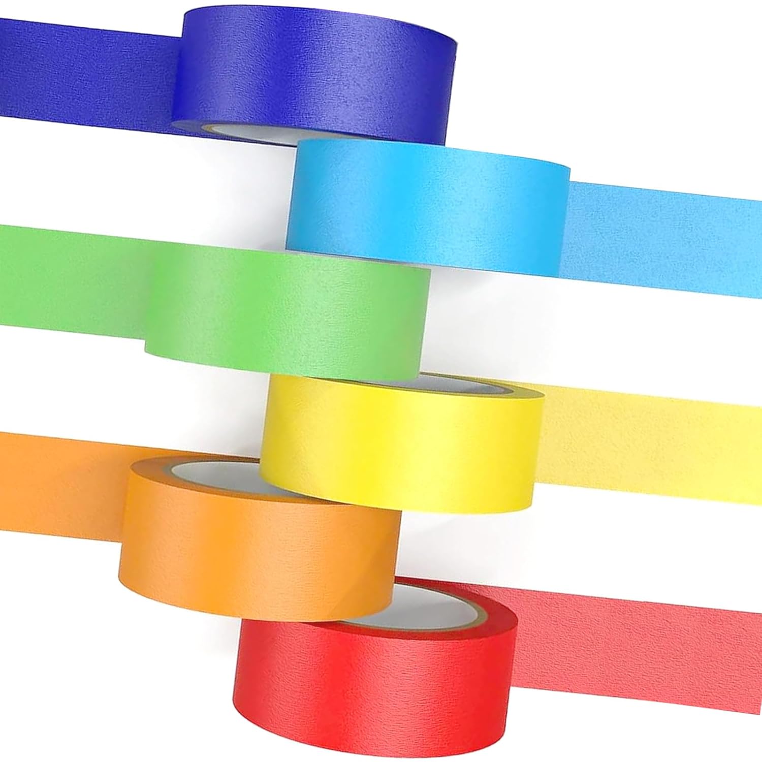 6 rolls of coloured sticky tape - removable coloured tape (1 cm * 13 m) - coloured tape suitable for office and home crafts - used for wall decorations - art — image 2