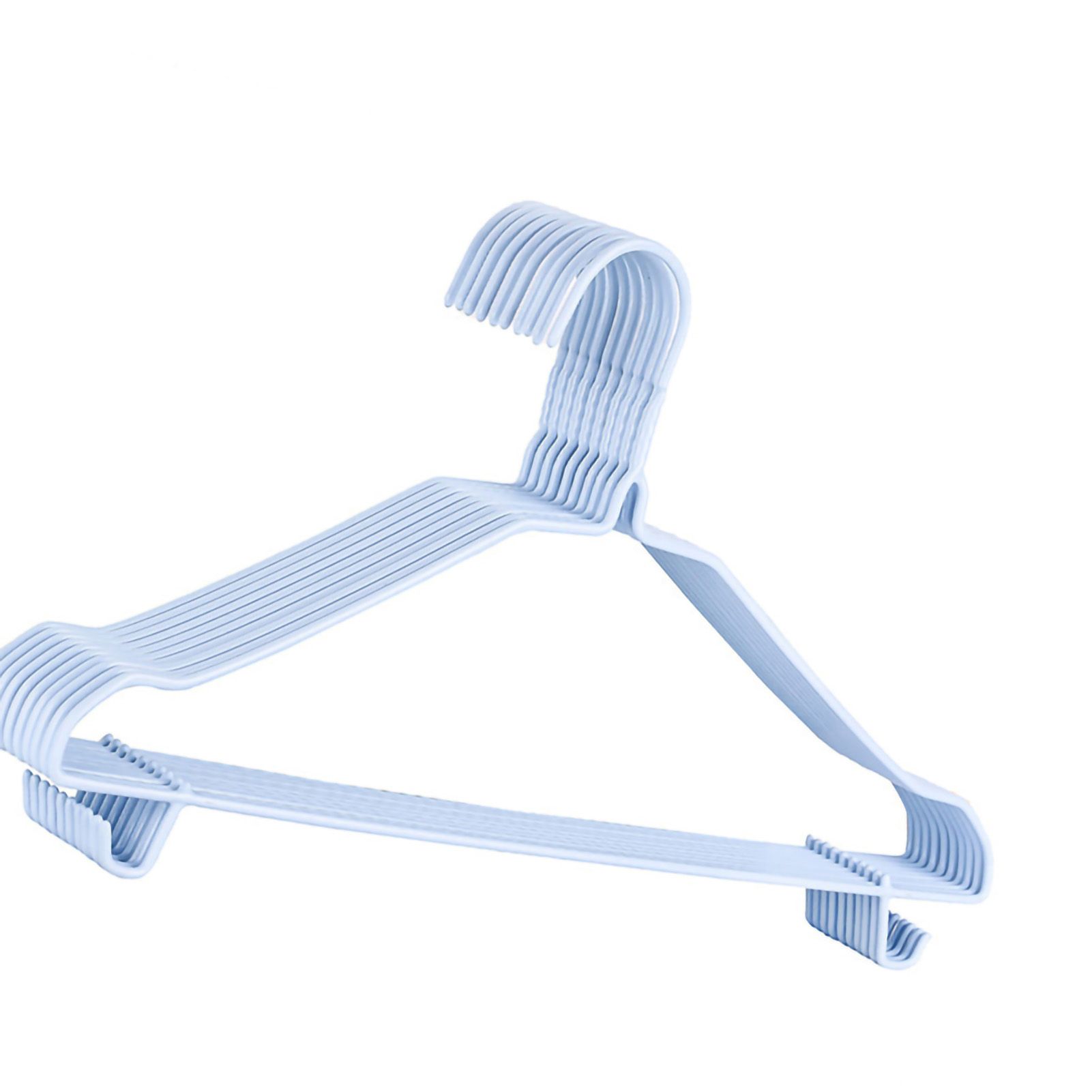 10Pcs Seamless Clothes Hanger Wet Dry Use Anti Deformation Anti Slip Colored Clothes Hangers for Home Dorm Nordic Blue 38cm — image 4