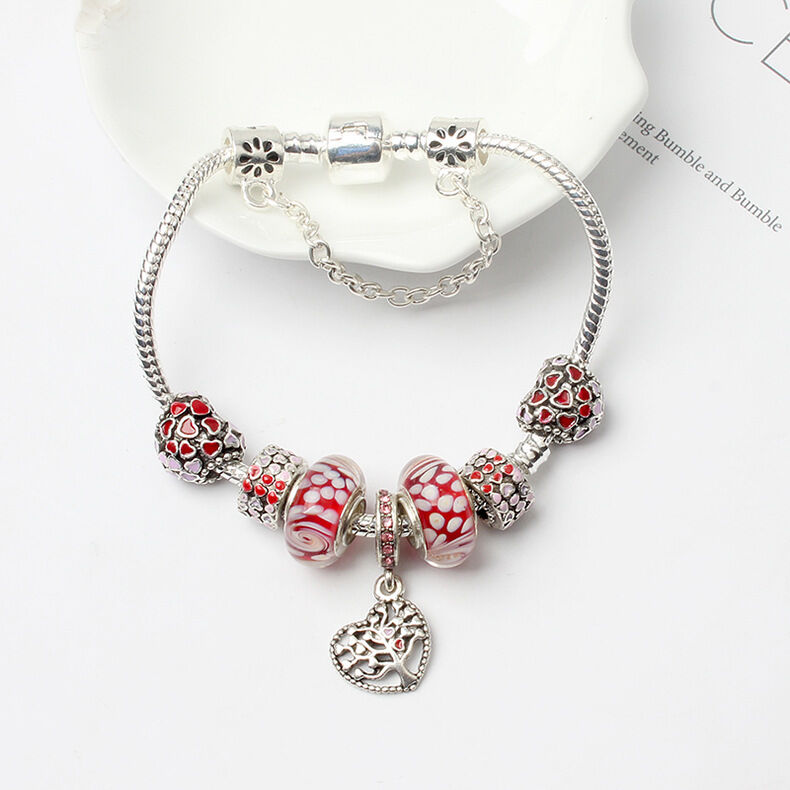 Red Zircon Beaded Christmas Tree Pendant Alloy Bracelet(19cm) โ image 2