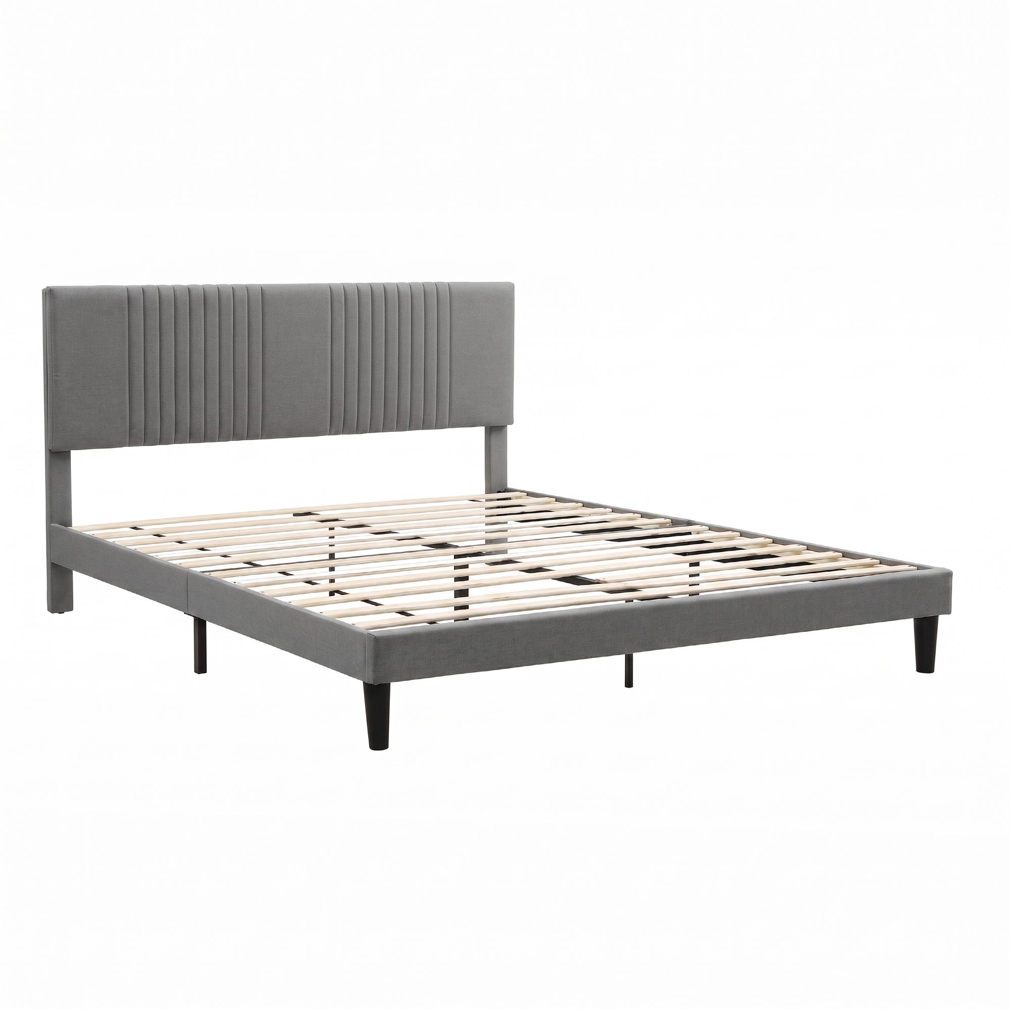 Artiss King Bed Frame with Adjustable Headboard, Grey, 300kg Capacity — image 2