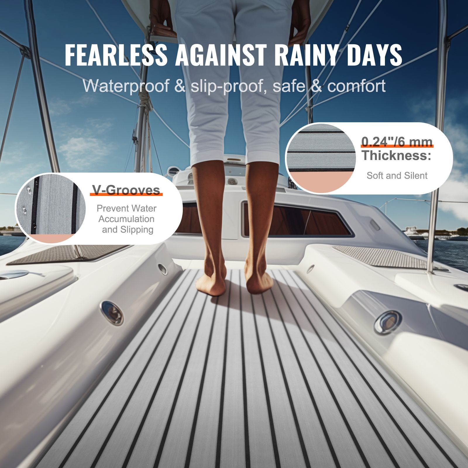 Boat Flooring, EVA Foam Boat Decking 94.5" x 35.4", Non-Slip Self-Adhesive Flooring, 23.2 sq.ft Marine Carpet for Boats, Yacht, Pontoon, Kayak Decking โ image 2