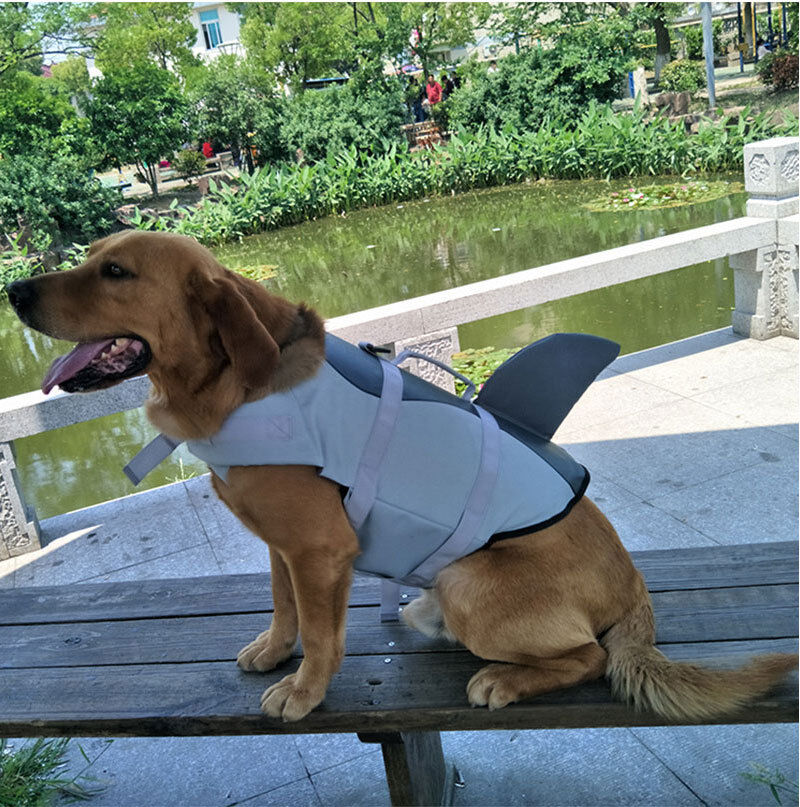 Pet products Dog Life Jacket, Cute Shark Dog Life Vest for Swimming Boating with Superior Buoyancy and Rescue Handle, Adjustable Puppy Floating Swim Vest for โ image 2