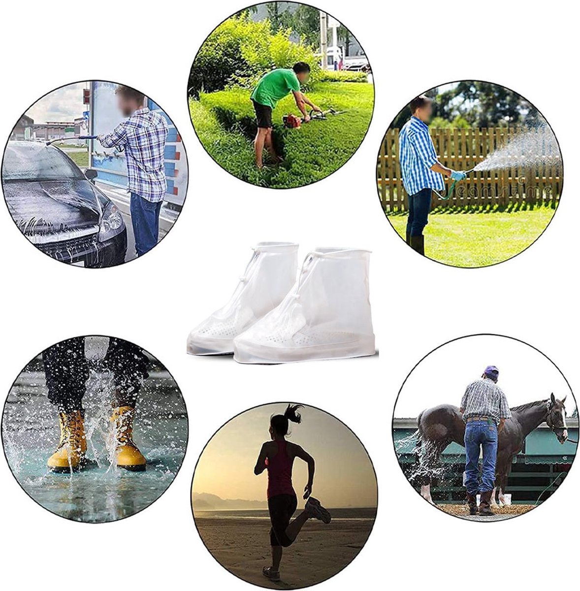 Rain Overshoes - Unisex - Sturdy Shoe Covers - With Zipper and Drawstring - Shoe Cover - Waterproof Shoe Protectors - Motorcycle Scooter Bicycle Shoe Cover — image 4