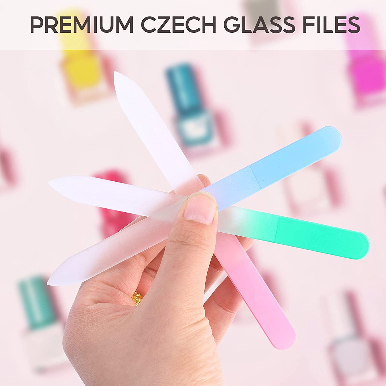 3 Pack Glass Nail File, Fingernail File for Natural Nail Professional Manicure Nail Tool Gentle Nail Care — image 3
