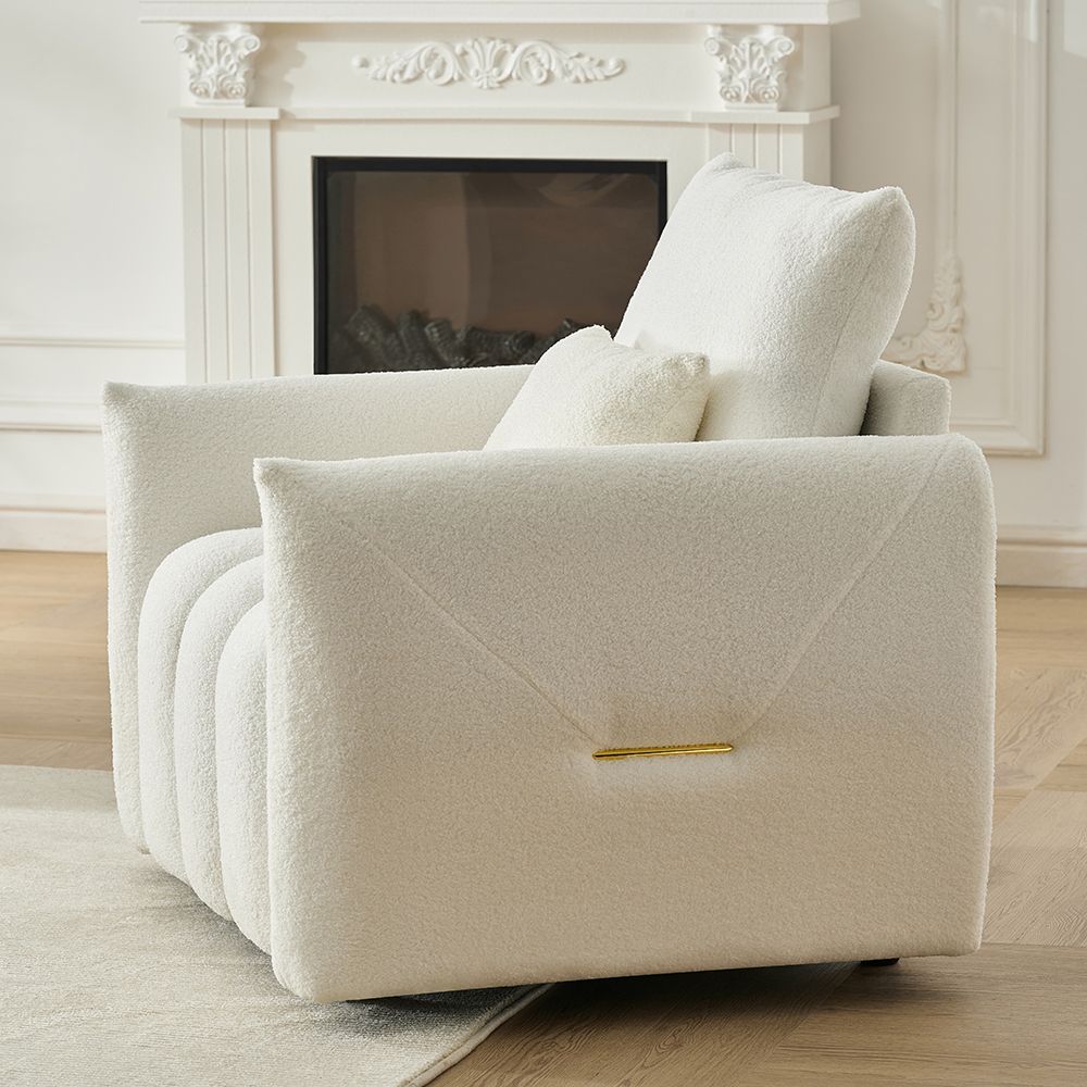 35 "Teddy fabric sofa, modern lounge chair, upholstered with a pillow - Black โ image 2