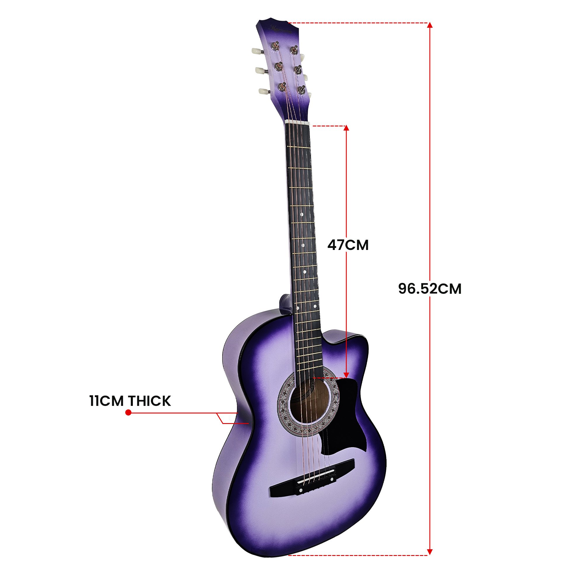 Karrera 38in Cutaway Acoustic Guitar with guitar bag - Purple Burst — image 4
