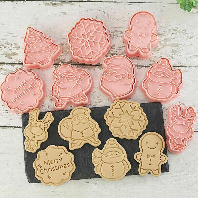 8PCS Christmas Cookie Cutter Set 3D Biscuit Moulds for Baking Fondant Pastry — image 4