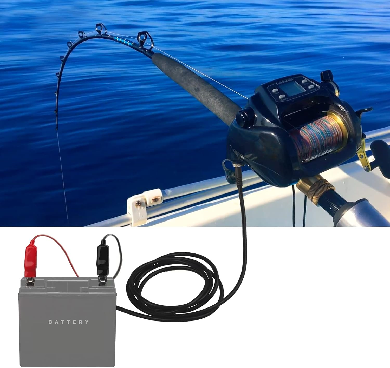 Electric Fishing Reel Power Cord - 10Ft Battery Connection Cable Fits for Daiwa Tanacom 1000 750 500, Seaborg 500MJ, Shimano, BeastMaster, Leobritz โ image 2