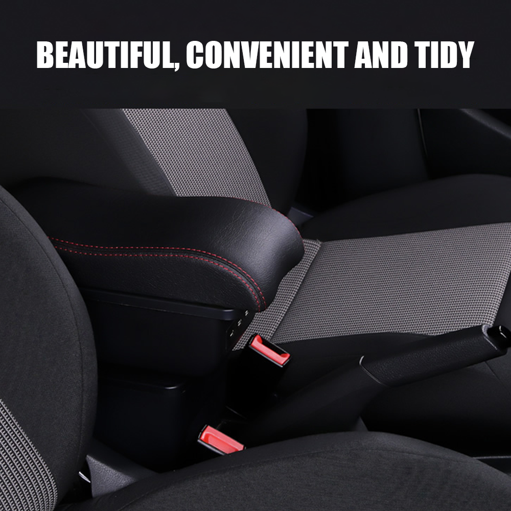 Suzuki Swift 2005-2021 Center Central Storage Car Console Seat Armrest Box Durable ABS Armrest Box Replacement Double Layer Black With USB Cable โ image 4