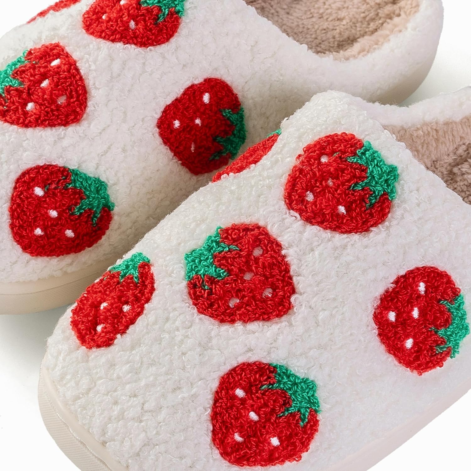 Women Slippers Cute Pattern Strawberry Slippers Warm Soft Bedroom Shoes Fuzzy Closed Toe Sandals Non Slip House Bedroom Slippers โ image 2