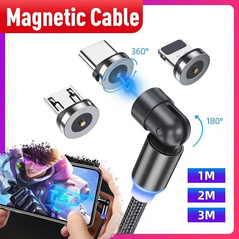 3in1 Fast Charging Cable with Rotating Head for USB C iOS Micro USB Devices - 1M โ image 2