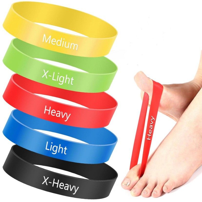 Foot Wake Latex Finger Resistance Band Set 2-30lbs Green finger pull ring arch training band 2-4lbs โ image 2