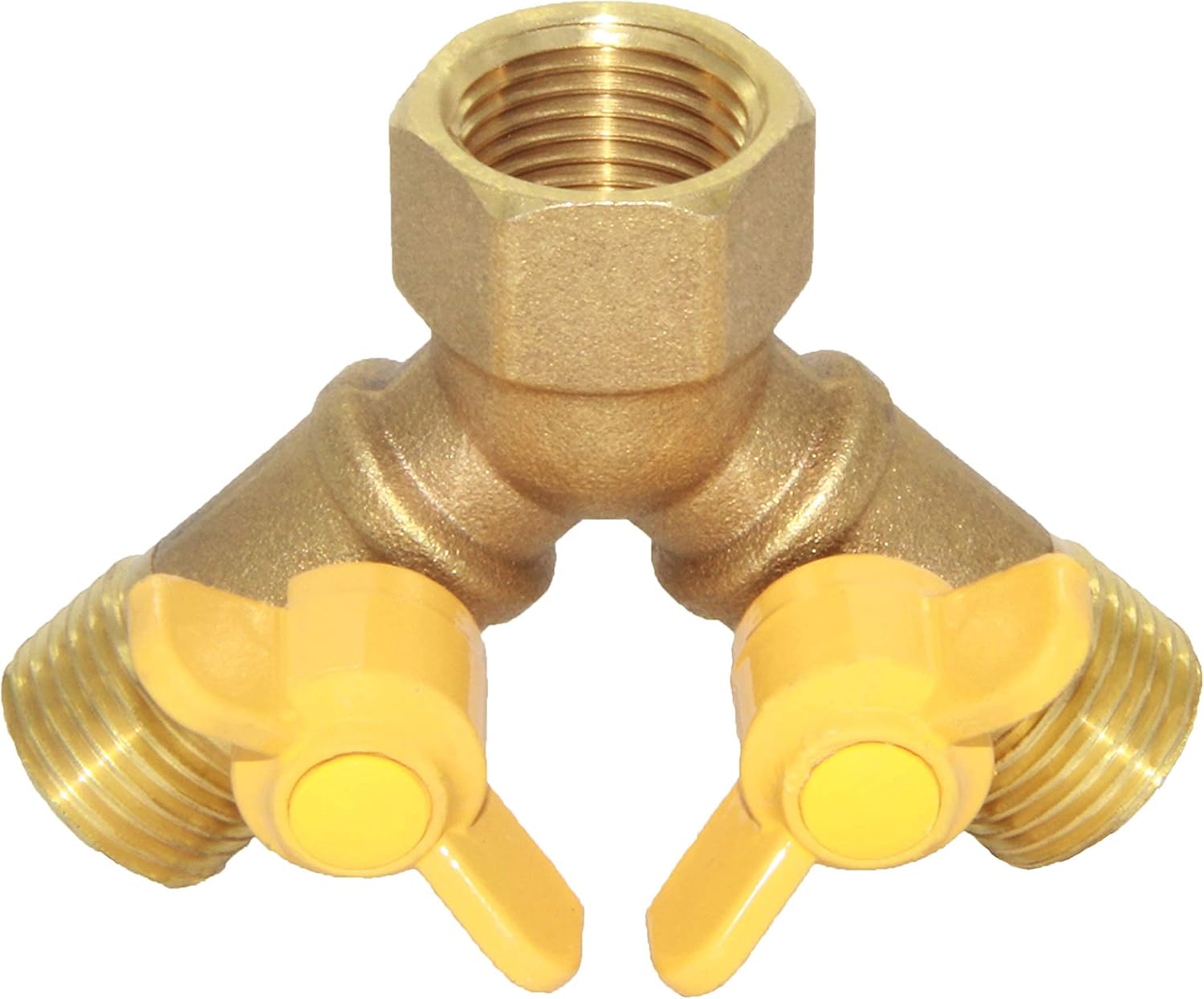 3 Way Split Brass Shut Off Ball Valve Fitting G 1/2" Male x 1/2" Female Thread Y Shaped Type Union Intersection with 2 Switch — image 5