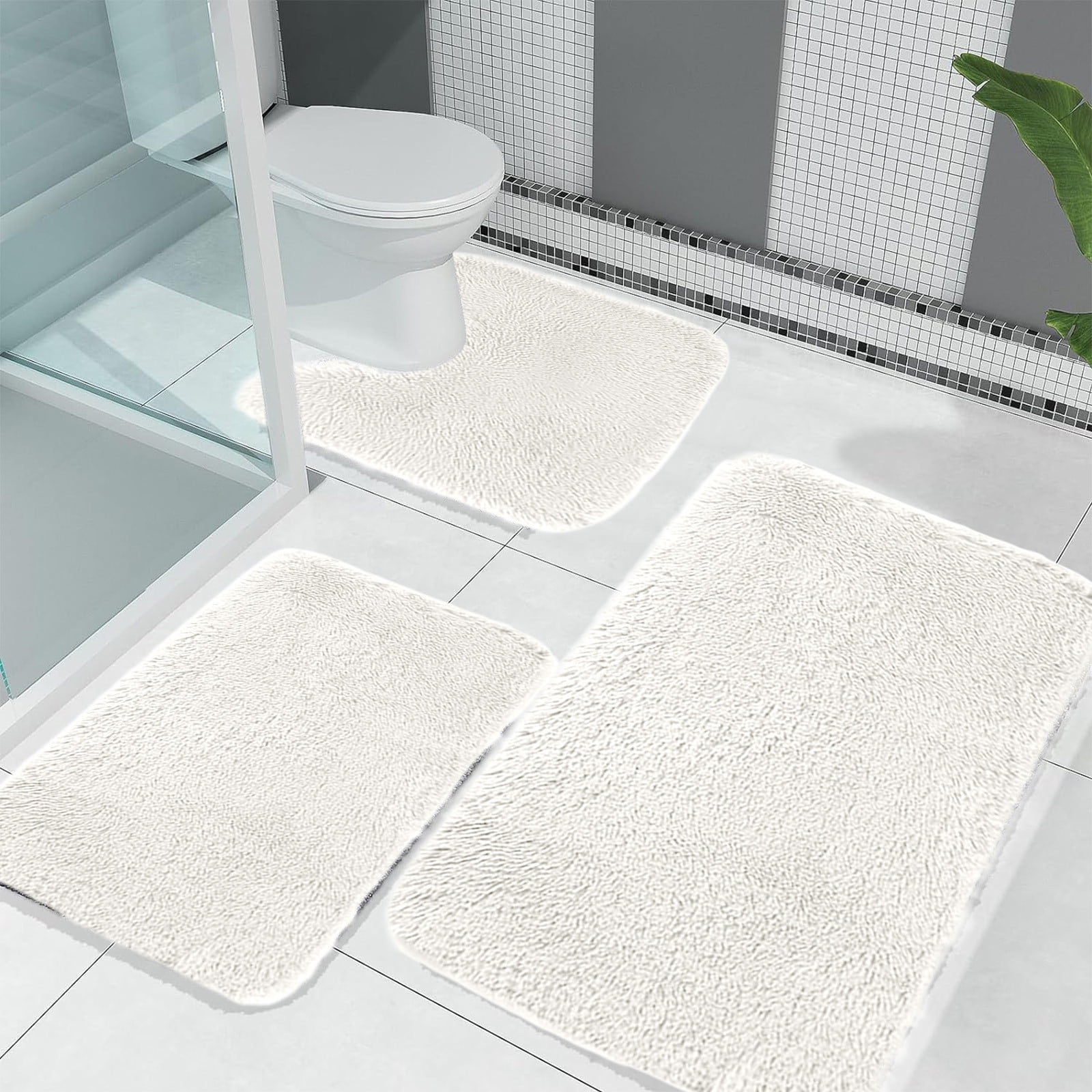 Bathroom Rugs Sets 3 Piece, Bath Rugs for Bathroom Non Slip, Ultra Soft Water Absorbent Microfiber Bath Mat Set, Machine Washable Thick Plush Bath Mats for — image 4