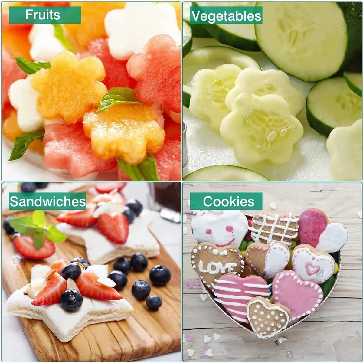 12PCS Sandwich Cutters Cartoon Cookie Molds Food Grade For Baking Decoration — image 4