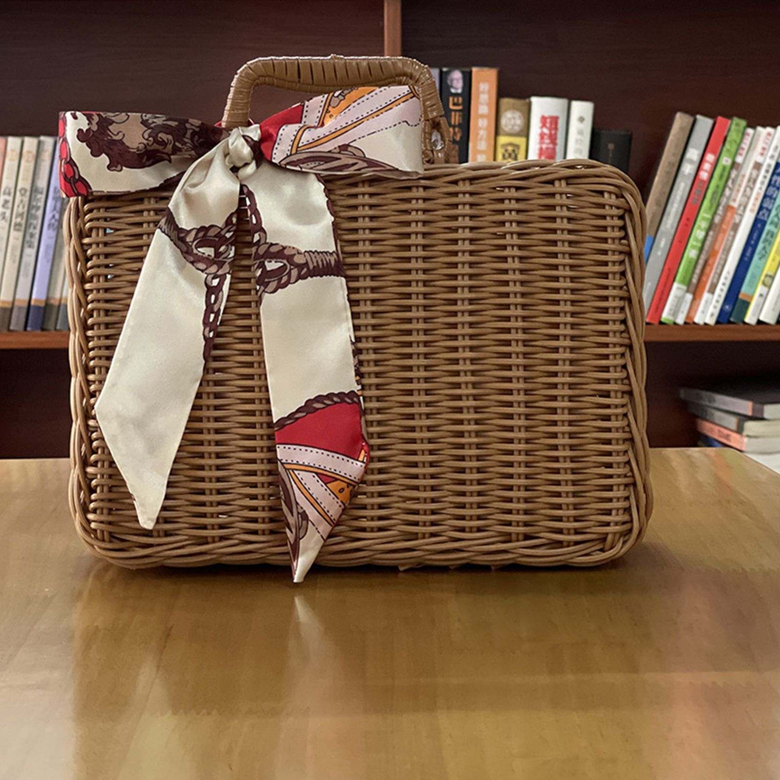 Vintage Handmade Imitation Rattan Woven Storage Case Makeup Travel Picnic Shop Luggage Basket Holder Sundries Organizer Box โ image 5