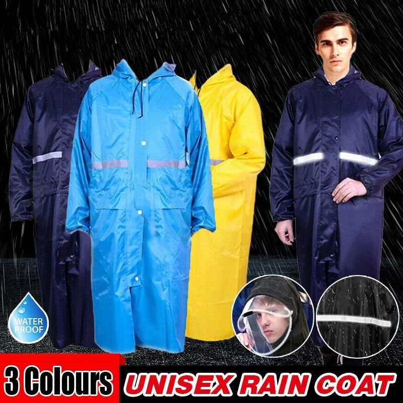 Unisex Waterproof Raincoat XL Size Lightweight Hooded Long Work Outdoor Overcoat - Yellow — image 2