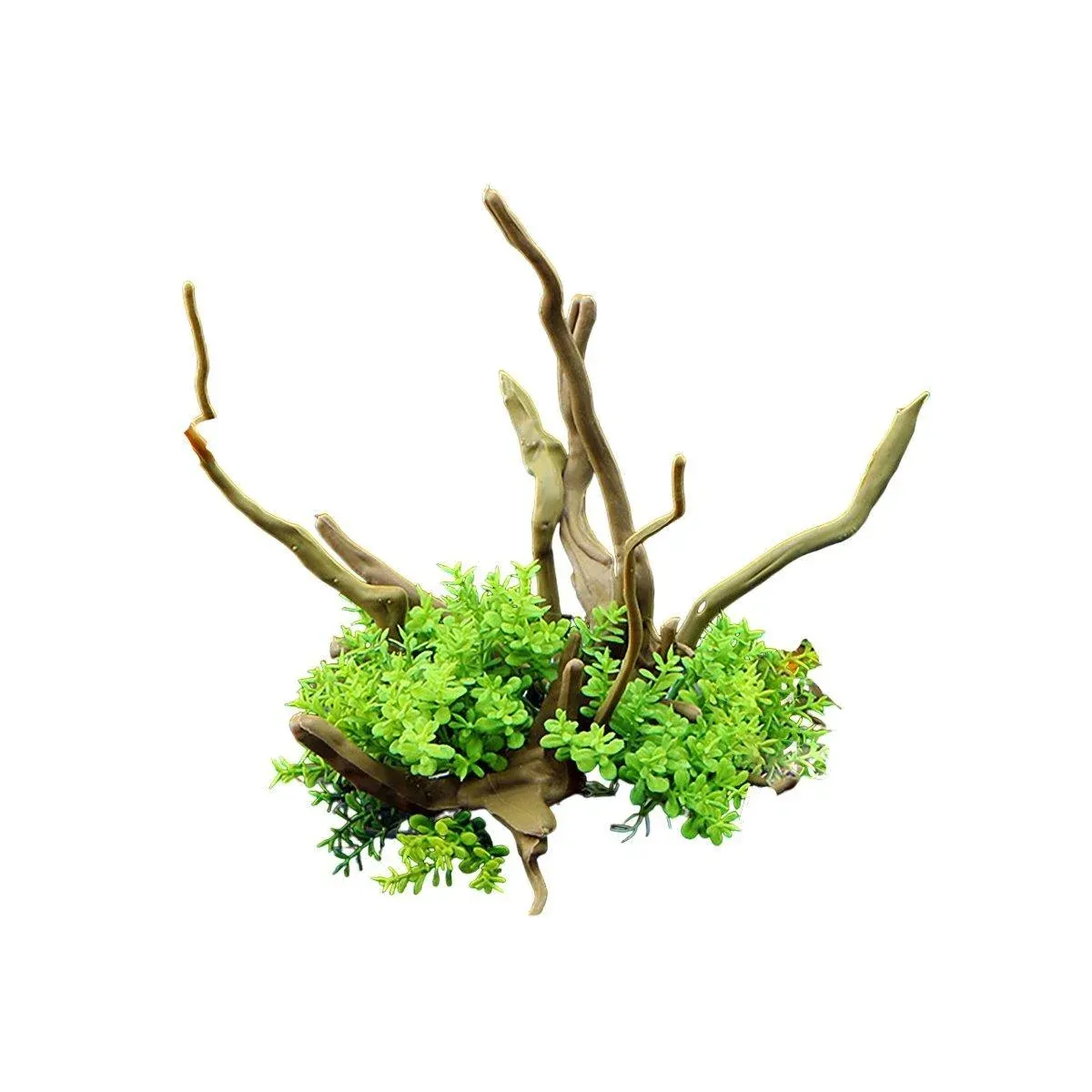 Aquarium Landscaping Decoration Artificial Wood and Plants Fish Tank Ornament - CM2502-Green