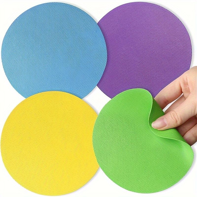 4pcs rubber can opening pad, round heat insulation and non-slip clamping pad for jars, easy-to-open kitchen tool (round) 4pcs Color Random