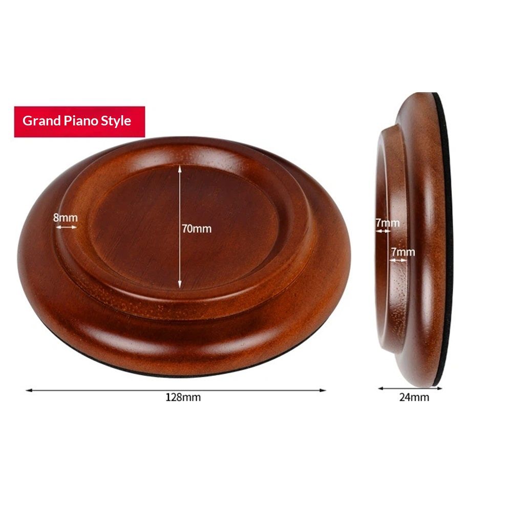 Piano Caster Cups Grand Piano Caster Cups Wood Coasters Cups Piano Caster Pads for Grand Piano 3pcs — image 2