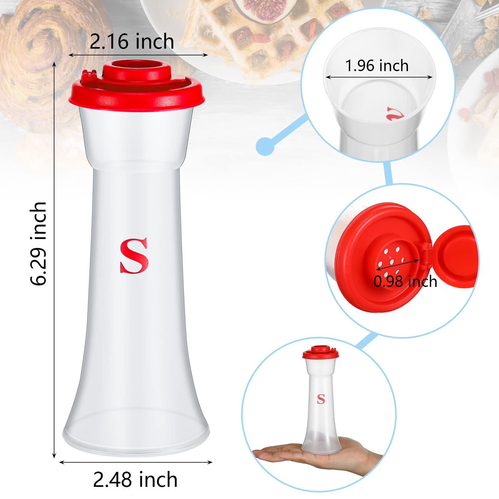 Set of 2 Plastic Salt and Pepper Shakers with Lids Large Moisture Proof Salt Shaker Pepper Container Hourglass Covered Salt — image 3