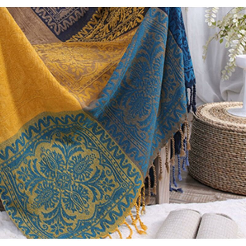 Cotton Single Sofa Blanket, Knitted Fringed Blanket, Double Sided Patchwork, Decorative Warm Blanket For Home Office โ image 4