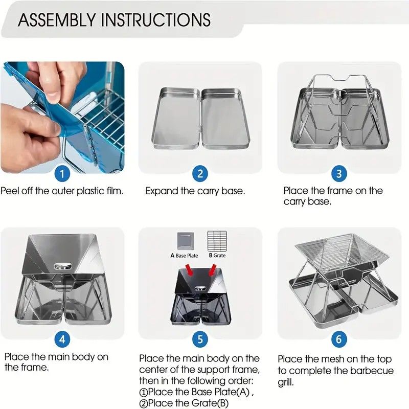 304 Stainless Steel Portable Folding BBQ Grill with Storage Tray for Outdoor Camping Picnics Beach and Backyard โ image 4
