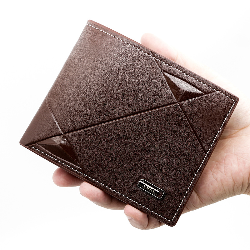 Dark Brown Men's PU Leather Bifold Wallet - Slim Short Design with Zipper Coin Pocket - Multi Card Slots and ID Window for Everyday Use — image 3