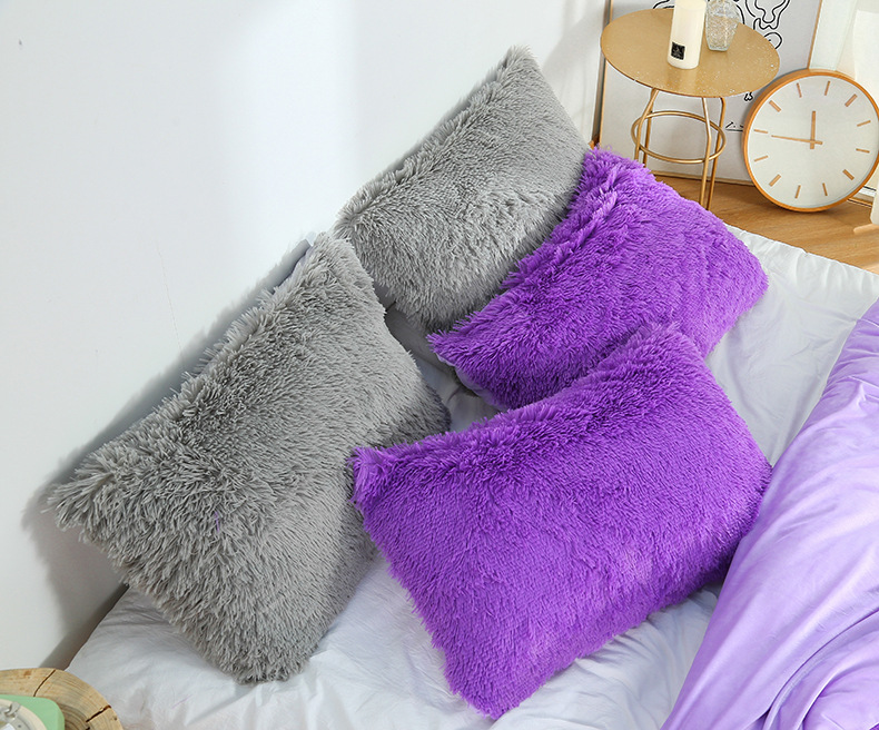Dark Grey Faux Fur Pillowcase Set - Crystal Velvet Plush Throw Pillow Covers, Bedding Accent (50x70cm, Pair) โ image 4