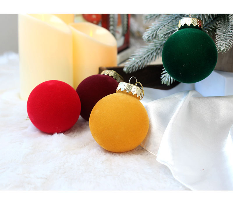 12-Piece Velvet Christmas Ornament Set - Classic Blue, Pink, and Yellow Baubles for Holiday Tree Decoration (6cm) โ image 3
