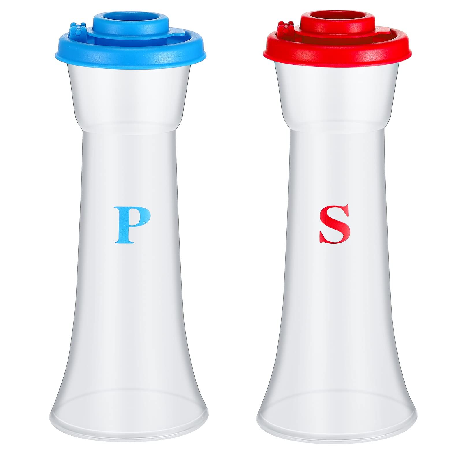 Set of 2 Plastic Salt and Pepper Shakers with Lids Large Moisture Proof Salt Shaker Pepper Container Hourglass Covered Salt