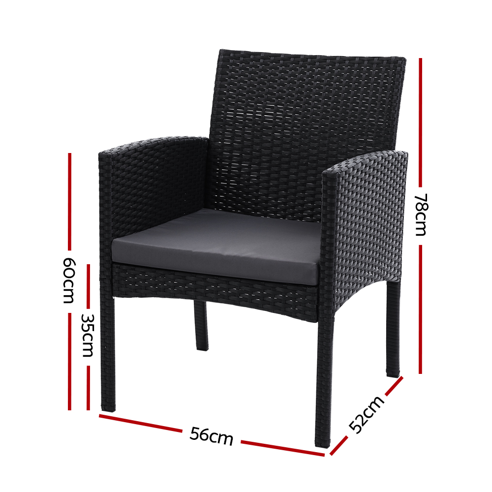 Gardeon 2PC Outdoor Dining Chairs Patio Furniture Rattan Lounge Chair XL Ezra โ image 2