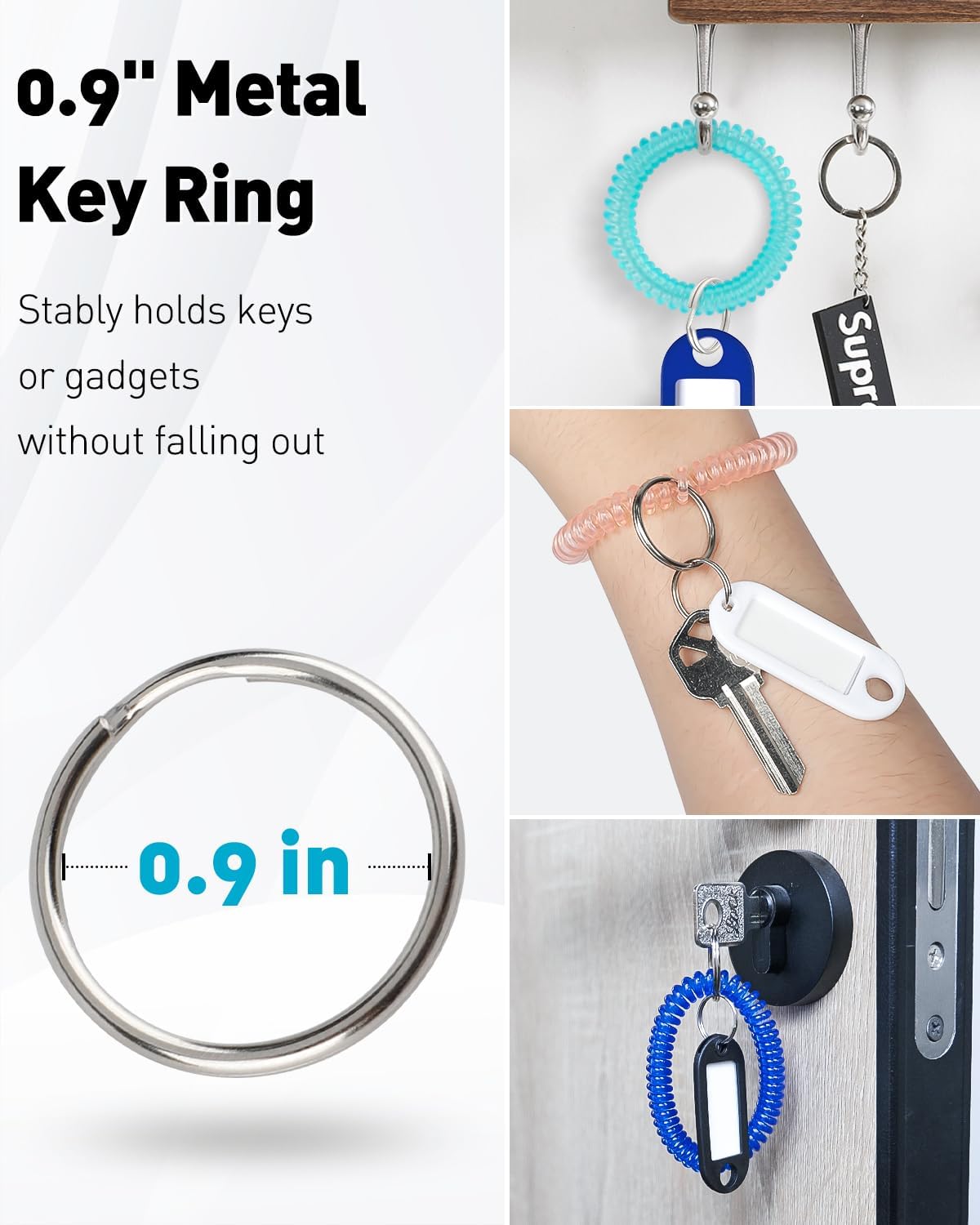 10 Color Wristlet Keychain Flexible Plastic Spring Spiral Coil Key Holder with Key Ring Chain โ image 5