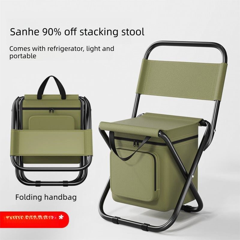 Blue 3-in-1 Portable Folding Camping Chair with Built-in 10L Cooler Bag Lightweight Backpack Stool for Fishing Beach and Outdoor Picnics โ image 3