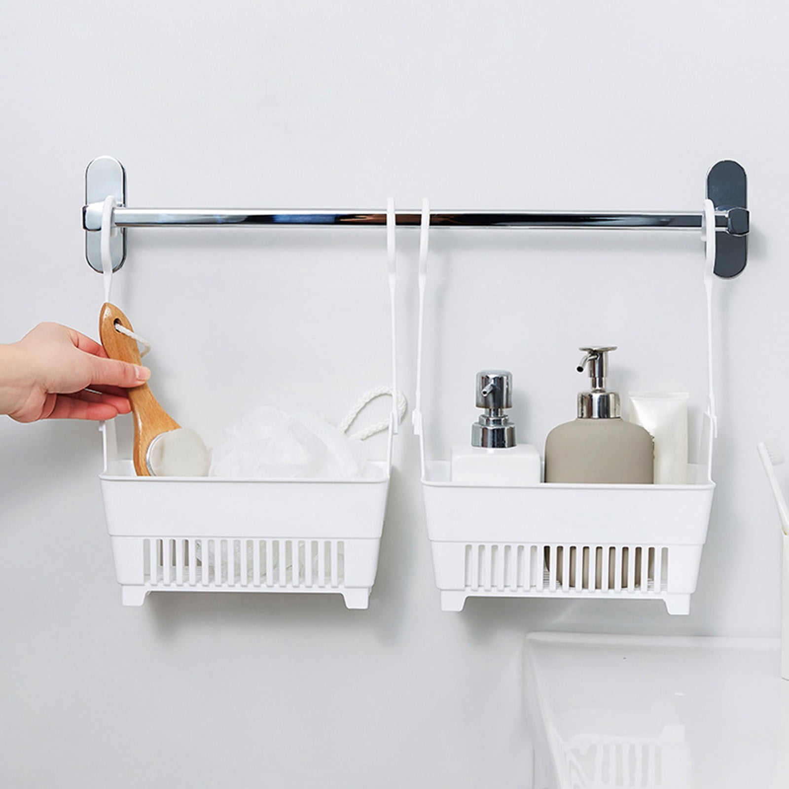 Rack, Sundries Hanging Basket Storage Drain Bag Shower Baskets with Hook Organizer As shown — image 2