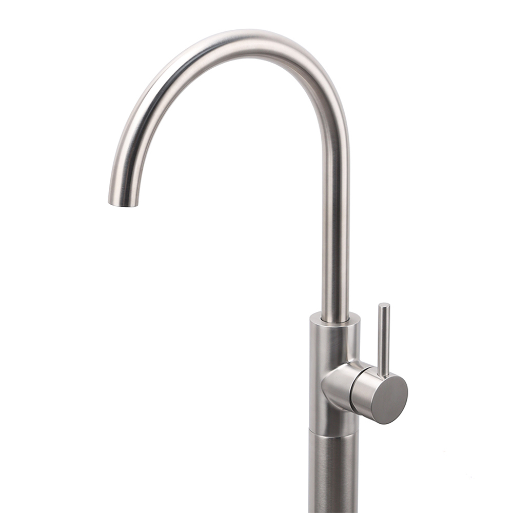 Brushed Nickel Stainless Steel Bathtub Tap Free Standing Faucet Filler Spout Set โ image 2