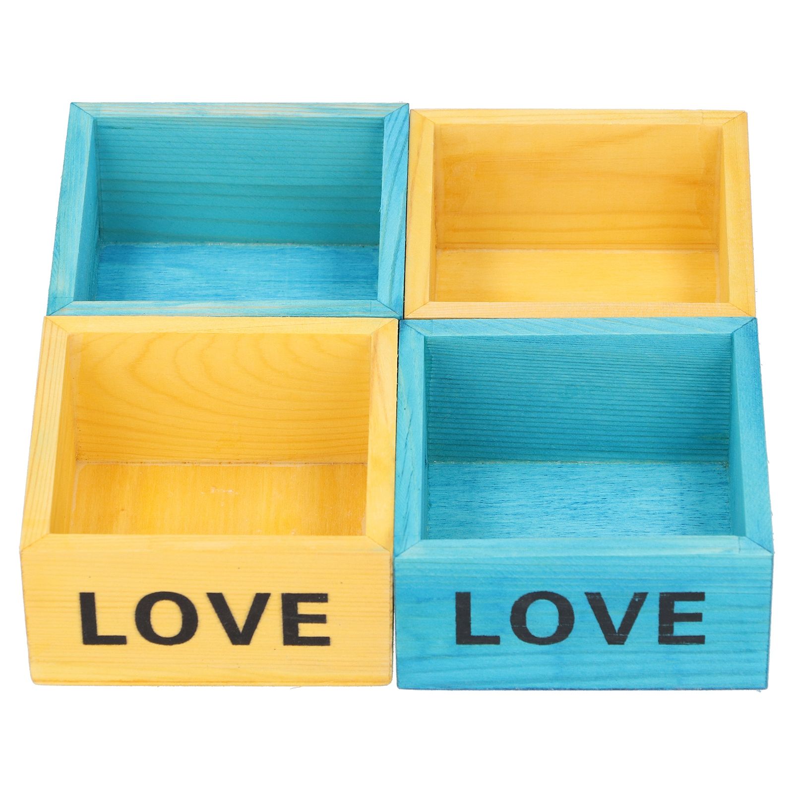 4Pcs Plant Pot Vintage Wooden Succulent Planter Box Flowerpot for Indoor Desktop Decoration — image 3